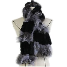 Women real silver fox fur scarf rex rabbit fur muffler winter lady fashion warm natural fur neckerchief female fur scarves 2024 - buy cheap