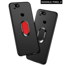 Funda de lujo para Google Pixel 2, cubierta de anillo de dedo de Metal de plástico negro suave de 5,0 pulgadas, para Google Pixel 2 2024 - compra barato