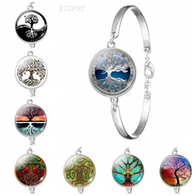 2019 moda árvore da vida pulseira de vidro cabochão charme pulseira para mulher árvore da vida jóias artesanal presente diy 2024 - compre barato