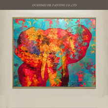 New Style Oil Painting On Canvas For Room Decor Modern Red Elephant Painting Handmade Picture Hand Painted Custom-made Painting 2024 - buy cheap