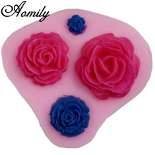 Aomily-Molde de silicona 3D de flores rosas para hornear, accesorios para hornear, DIY, para pastel de dulces, de Chocolate, Fondant 2024 - compra barato