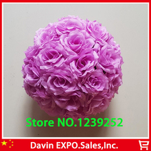 Новый 10 шт./партия 20 см супер элегантный фиолетовый шелк искусственный цветок розы шар целование шар для свадебной вечеринки DIY свадебный цветок декор 2024 - купить недорого