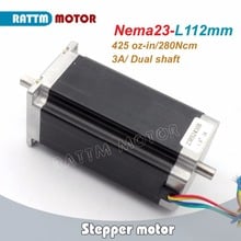 Шаговый двигатель с ЧПУ Nema23 L112mm (двойной вал) 425 Oz-in 3A для 3D, Гравировальный фрезерный станок с ЧПУ 2024 - купить недорого