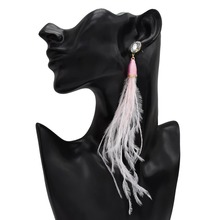 Pendientes de plumas Multicolor bohemios Vintage para mujer, aretes de largo de moda, borla de pluma, joyas de estilo étnico 2021 2024 - compra barato