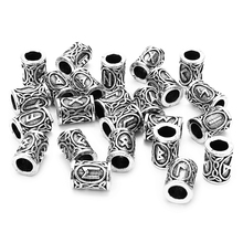 24pcs/Set Viking Runes Charm Beads fit Bracelet Necklace 6mm Big Hole Spacer Charm Tube Beads for Bracelet DIY Jewelry Making 2024 - buy cheap