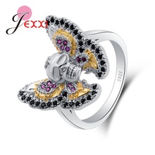 Hot Sale 925 Sterling Silver  Punk Styles Skull Butterflies Finger Rings With Crystals for Women Party Jewelry Gift 2024 - buy cheap