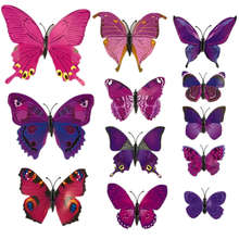 Bornisking ímã 3d de pvc, borboletas duplas, ímã de geladeira diy, adesivo de parede para decoração de casa, novidade 2024 - compre barato