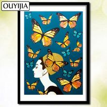 Pintura de diamante 5D DIY de mariposa, flor, Hepburn, OUYIJIA, cuadro de Animal, pájaro, mosaico de diamantes de imitación 2024 - compra barato