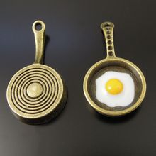 Gracetad-Colgante en miniatura de aleación de bronce para freír huevos, sartén, desayuno, comida, cocina, para collar Charm, accesorios de joyería, 16 Uds. 2024 - compra barato