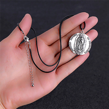 Komi Fashion Virgin Mary Religious Style Long Chains Necklace Metal Pendant Leather Rope Necklace for Women Men Praying Jewelry 2024 - buy cheap