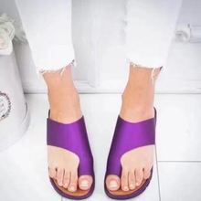 Sandálias lisas femininas confortáveis ortopédicas, sandálias plataforma reta casuais roma com correção de pisada e dedo grande 2024 - compre barato