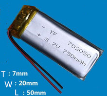 Бесплатная доставка 2 шт./лот 702050 3,7 В 750 мАч литий-ионный полимерный аккумулятор для Mp3 наушников DVD электронная книга bluetooth 2024 - купить недорого