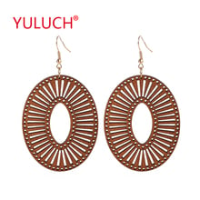 YULUCH African popular wooden jewelry geometric oval hollow pendant earrings for fashion ethnic women party earrings gifts 2024 - buy cheap