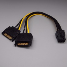 Cable de tarjeta gráfica Dual SATA15P macho a 6P, cable de alimentación de tarjeta gráfica de 6 pines, 5 uds. 2024 - compra barato