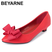 BEYARNE New fashion Office Lady low heels work Shoes woman pumps Women autumn spring work Shoes pointedtoe bowtie35-41yellowE495 2024 - buy cheap