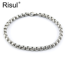 5pcs Stainless Steel Men Bracelet 3,4,5mm Width Square Rolo Box Chain Men's Bangle Handsome HighQuality Wholesale 2024 - buy cheap