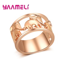Elephant Rings for Women Cubic Zirconia Rose Gold Color 925 Sterling Silver Engagement Ring Female Wedding Jewellery Best Gift 2024 - buy cheap