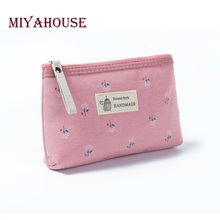Miyahouse New Arrival Canvas Floral Printed Cosmetic Bag Women Small Zipper Makeup Bags Lady Travel Girls Toiletry Bag 2024 - compre barato