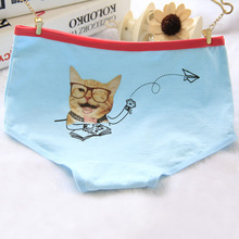 6 pcs/lot Print cartoon cat Sexy patchwork women triangle underpants Lady Brief Cotton comfortable female Panties underwear 2024 - buy cheap