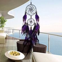 New Feather Crafts Purple Dream Catcher Wind Chimes Handmade Dreamcatcher Net With Feather Beads for Wall Hanging Car Home Decor 2024 - buy cheap