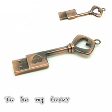 Metal heart-shaped USB flash drive U disk copper love key 4GB 8GB 16GB 32GB pen drive Bronze pendrive memory stick Flash Card 2024 - buy cheap