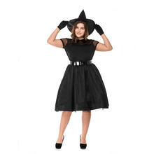 Black Gauze Adult Witch Costume Halloween Dresses plus size fat girl game cosplay clothing Modern drama show costume for women 2024 - buy cheap