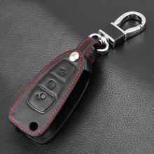 Кожаный Автомобильный флип-чехол, держатель для ключа для Ford Focus 3 4 MK3 ST New Fiesta Kuga Escape Ecosport 3 кнопки складной ключ 2022 - купить недорого