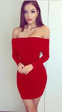 Vestido Bandage Rojo Negro caqui para mujer, vestido Sexy ajustado de manga larga sin hombros, venta al por mayor, vestido de fiesta de noche para discoteca 2024 - compra barato