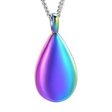 002 Special Gifts  Stainless Steel Colours Blank Teardrop Cremation Necklace Urn For Ashes - Free Engraving Memorial Urn Jewelry 2024 - buy cheap