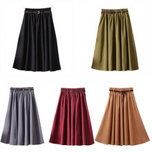 Elegant Women High Waist Pleated Skirt Vintage Fashion A Line Ladies Skirts 2024 - buy cheap