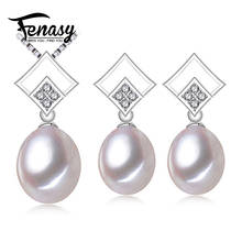 FENASY Pearl Jewelry,Freshwater Pearl Pendant Necklace Earrings 925 Sterling Silver,bridal jewelry sets,drop earrings for women 2024 - buy cheap
