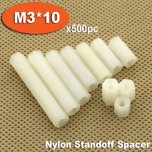Pilares profissionais de plástico m3 x 10mm, 500 peças de plástico branco hexagonal de nylon, rosca nozes e pontas espaçadoras, para m3 x 10mm 2024 - compre barato