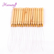 50pcs Hair Extension Hook Pulling Tool Needle Threader Micro Rings Beads Loop Wooden Handle With Iron Wire Hotting 2024 - buy cheap