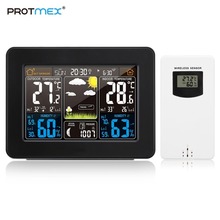 Protmex-estação de previsão meteorológica pt3365, digital, com alerta, temperatura, umidade, barômetro, alarme, fase da lua, relógio 2024 - compre barato
