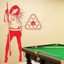 Free Shipping Pub Bar Vinyl Decal Hot Sexy Girl Wall Stickers Snooker Mural Art Wall Decorative decoration Wall Sticker For Room 2024 - buy cheap