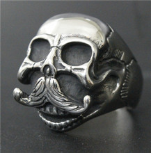 Drop Ship Size 7~14 Fashion Cool Beard Ghosts Skul Ring 316L Stainless Steel Jewelry Motor Biker Rider Skull Ring 2024 - buy cheap