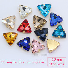 12p 23mm triangle color sew on crystal glass costume dress loose rhinestones gold bottom jewels craft DIY Decoration accessories 2024 - buy cheap