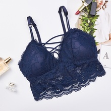 Women's Bra Lace Floral Underwear Padded Bralette Front Cross None Closure Intimates Sexy Lady Bra 2024 - buy cheap