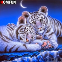 HOMFUN-pintura de diamante 5D DIY "Tigre Animal", bordado 3D con diamantes de imitación cuadrados o redondos, regalo de punto de Cruz decoración del hogar, A02402 2024 - compra barato