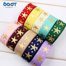 1612131 , 1'' 25MM star hot gold Printed grosgrain ribbon, DIY handmadeHair accessories gift wrapping , Decorative materials 2024 - buy cheap