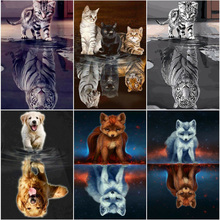 Praça cheia de Diamantes Pintura Do Gato Animal 5D DIY Diamante Mosaico Bordado Tigre cão Fox Home Decor Imagem De Strass Artesanal 2024 - compre barato