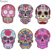 Prajna Flower Sugar Skull Patch Band Rock Ironing Patches Iron On Biker Cheap Embroidered Patches For Clothes Stickers Stripes 2024 - buy cheap