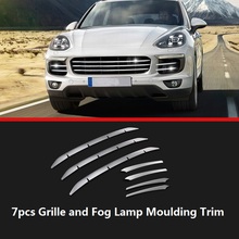 Stainless Steel Car Grille Cover Fog Lamp Mouldings Trim for Porsche Cayenne 2015 2016 2017 Styling 2024 - buy cheap