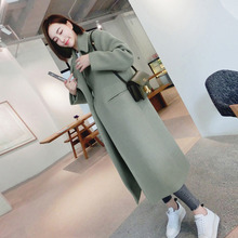 Korean Autumn Winter Women Slim Was Thin Woolen Coat Pure Color Long-sleeved Temperament Long Casual Woolen outwear Jacket YZ807 2024 - buy cheap