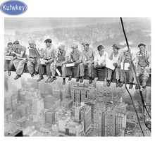 Kufwkey-pintura de diamantes de trabajadores blancos y negros de Nueva york, mosaico bordado de diamantes de imitación cuadrados/redondos 2024 - compra barato