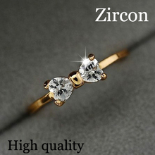 anillos Austria Crystal CZ Rings Gold-Color Bow Romantic Wedding Ring 2017 New Fashion Women jewelry 2024 - buy cheap