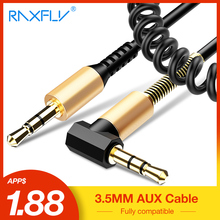 Raxfly-cabo de áudio macho para macho, 3.5mm, conector para entrada de cabo auxiliar e alto-falante, para iphone e carro, com mola 2024 - compre barato