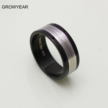 Classic Anniversary Engagement Ring Stainless Steel Black Silver color Ring For Men Boys Size  9.25 9.5 9.75 10 2024 - buy cheap
