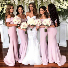 Pink 2020 New Design Mermaid Bridesmaid Dresses Long Off Shoulder Formal Dresses Formal Wedding Maid Of Honor Dress Cheap Dress 2024 - buy cheap