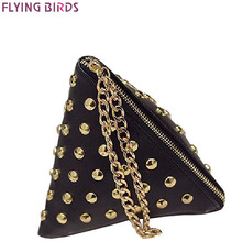 FLYING BIRDS women clutch rivet leather bags Triangular zipper bag ladies purse party bags high quality handbag LM4361fb 2024 - buy cheap